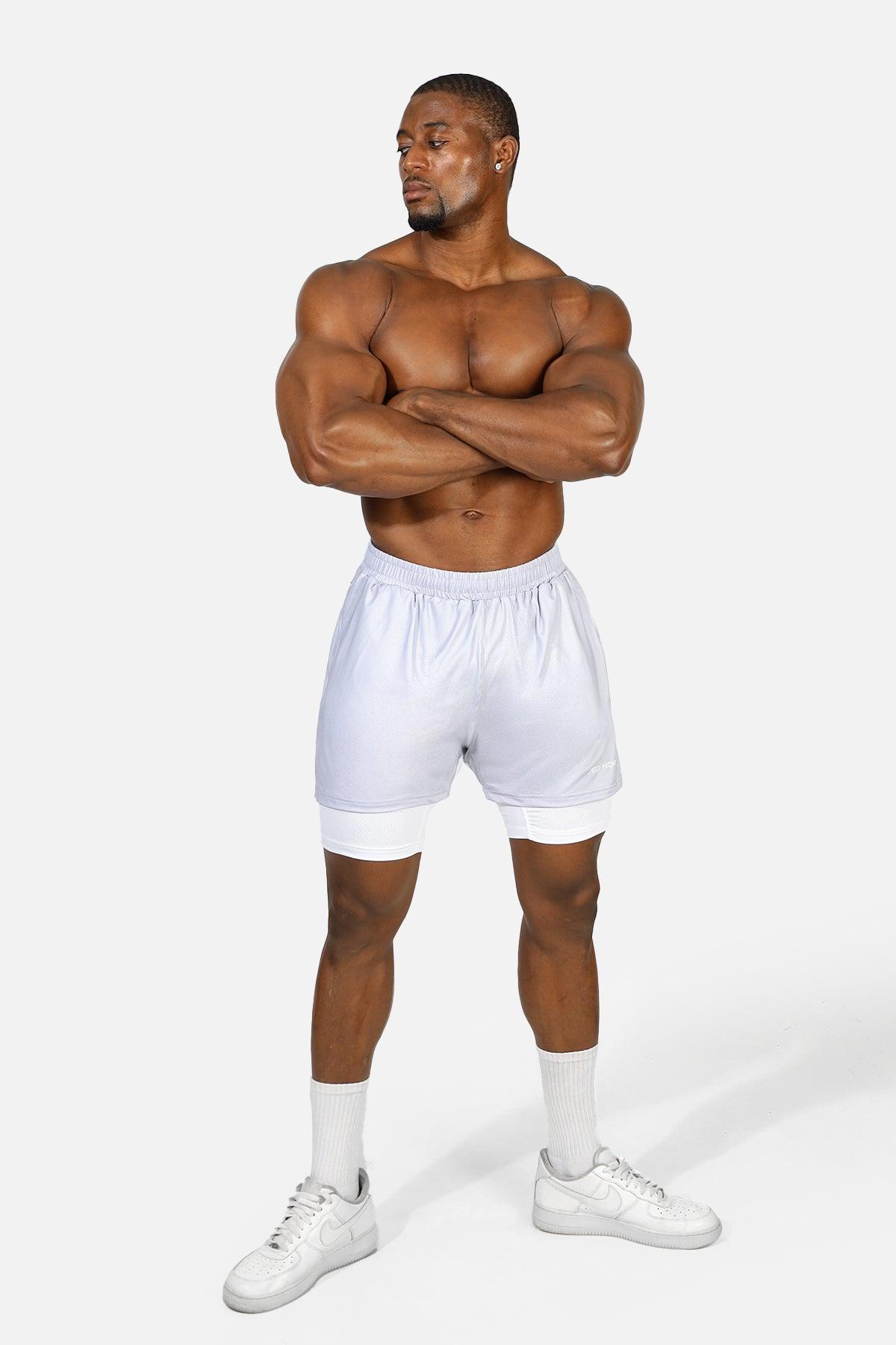 Jed North Men's 2-In-1 7" Gym Shorts - Supernova Silver - DealByEthan.gay loves Jed North