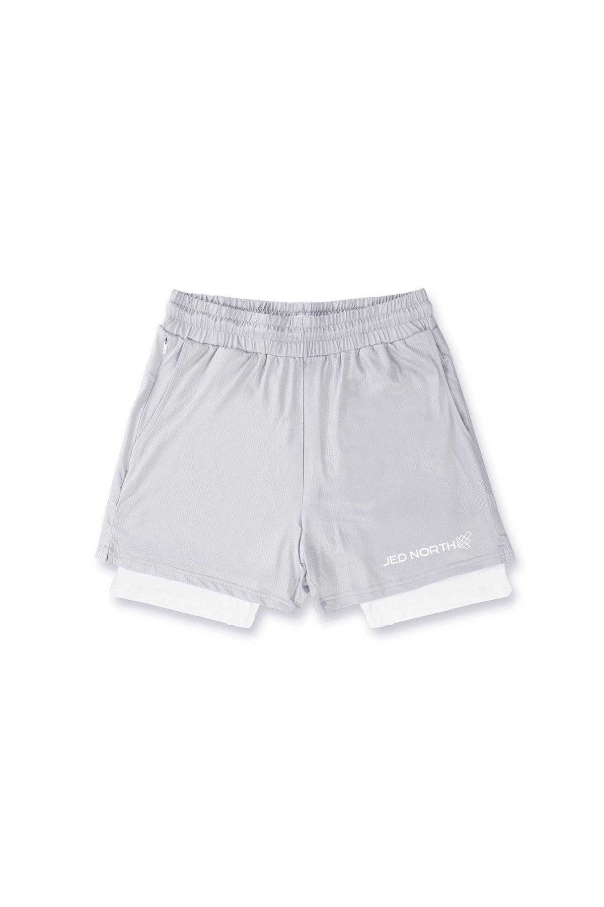 Jed North Men's 2-In-1 7" Gym Shorts - Supernova Silver - DealByEthan.gay loves Jed North