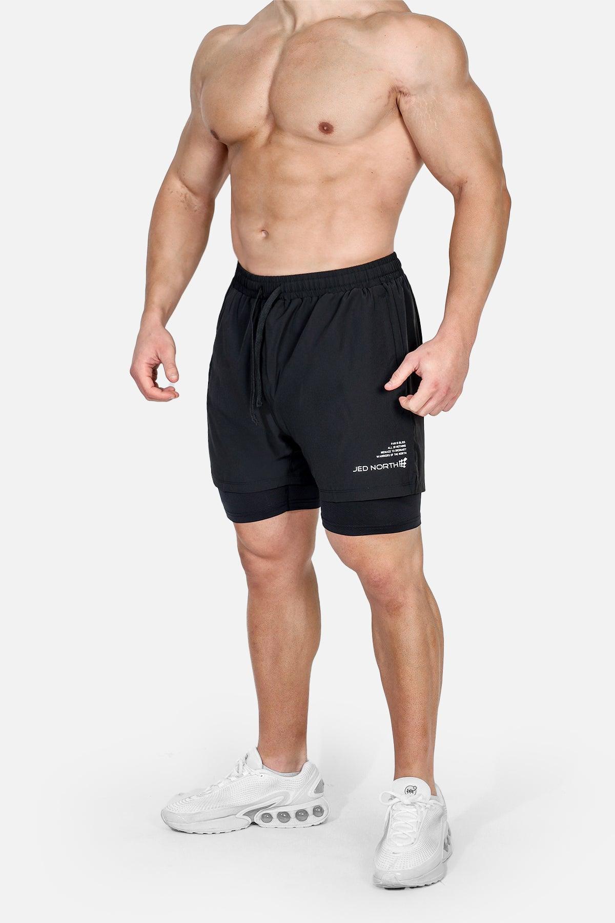 Jed North Men's 2-In-1 Active 5" Training Shorts 2.0 - Charcoal - DealByEthan.gay loves Jed North