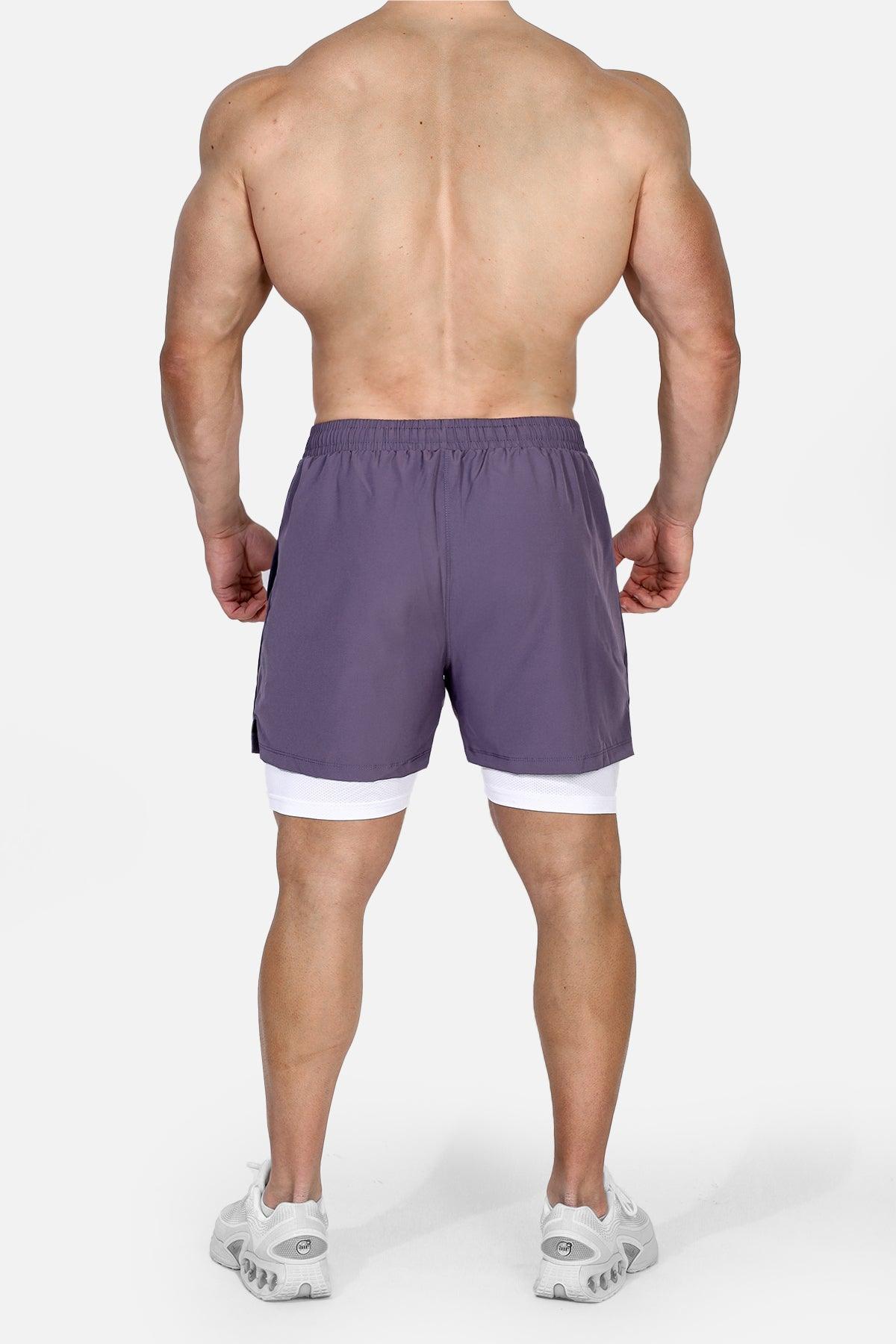 Jed North Men's 2-In-1 Active 5" Training Shorts 2.0 - Dark Plum - DealByEthan.gay loves Jed North
