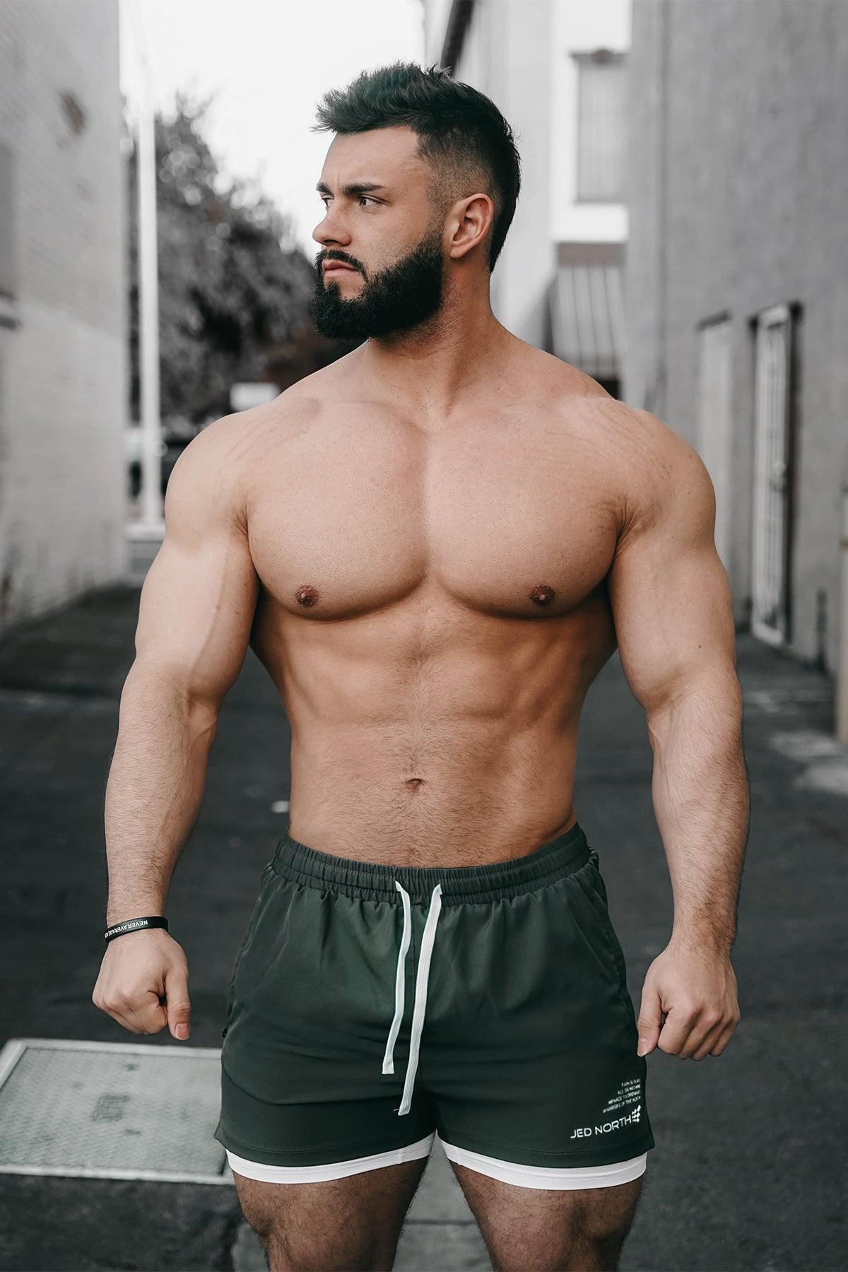 Jed North Men's 2-In-1 Active 5" Training Shorts 2.0 - Olive - DealByEthan.gay loves Jed North