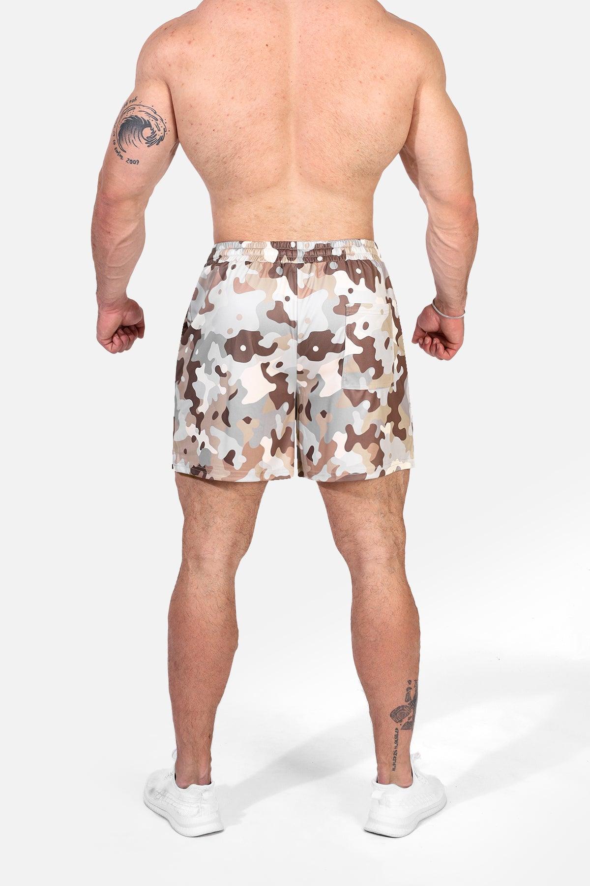 Jed North Men's Fast-Dry 5" Training Shorts - Khaki Camo - DealByEthan.gay loves Jed North