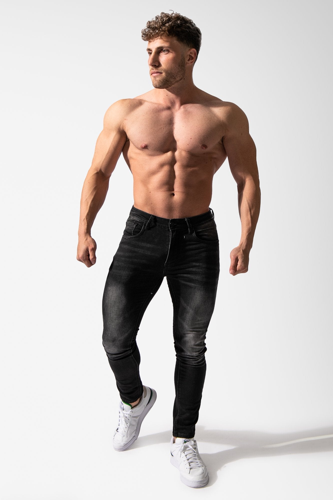 Jed North Men's Premium Fitted Stretchy Jeans - Faded Black - DealByEthan.gay loves Jed North