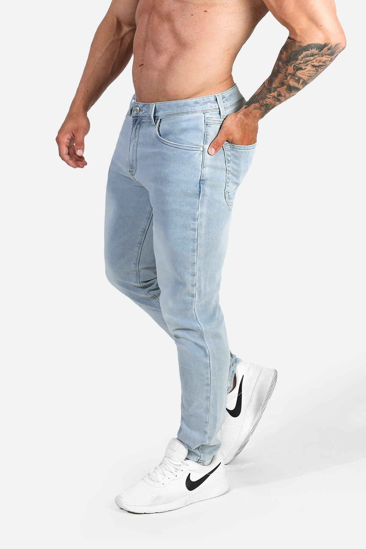 Jed North Men's Premium Fitted Stretchy Jeans - Faded Light Blue - DealByEthan.gay loves Jed North