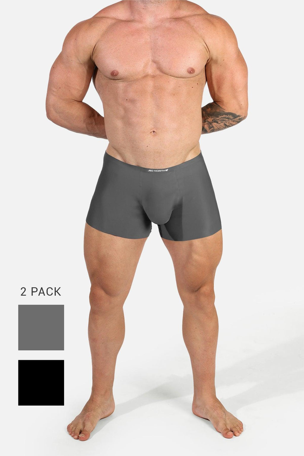 Jed North Men's Seamless Muscle-Fit Boxers 2-Pack - Black & Gray - DealByEthan.gay loves Jed North