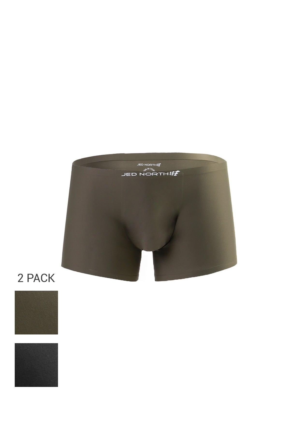 Jed North Men's Seamless Muscle-Fit Boxers 2-Pack - Black & Olive - DealByEthan.gay loves Jed North