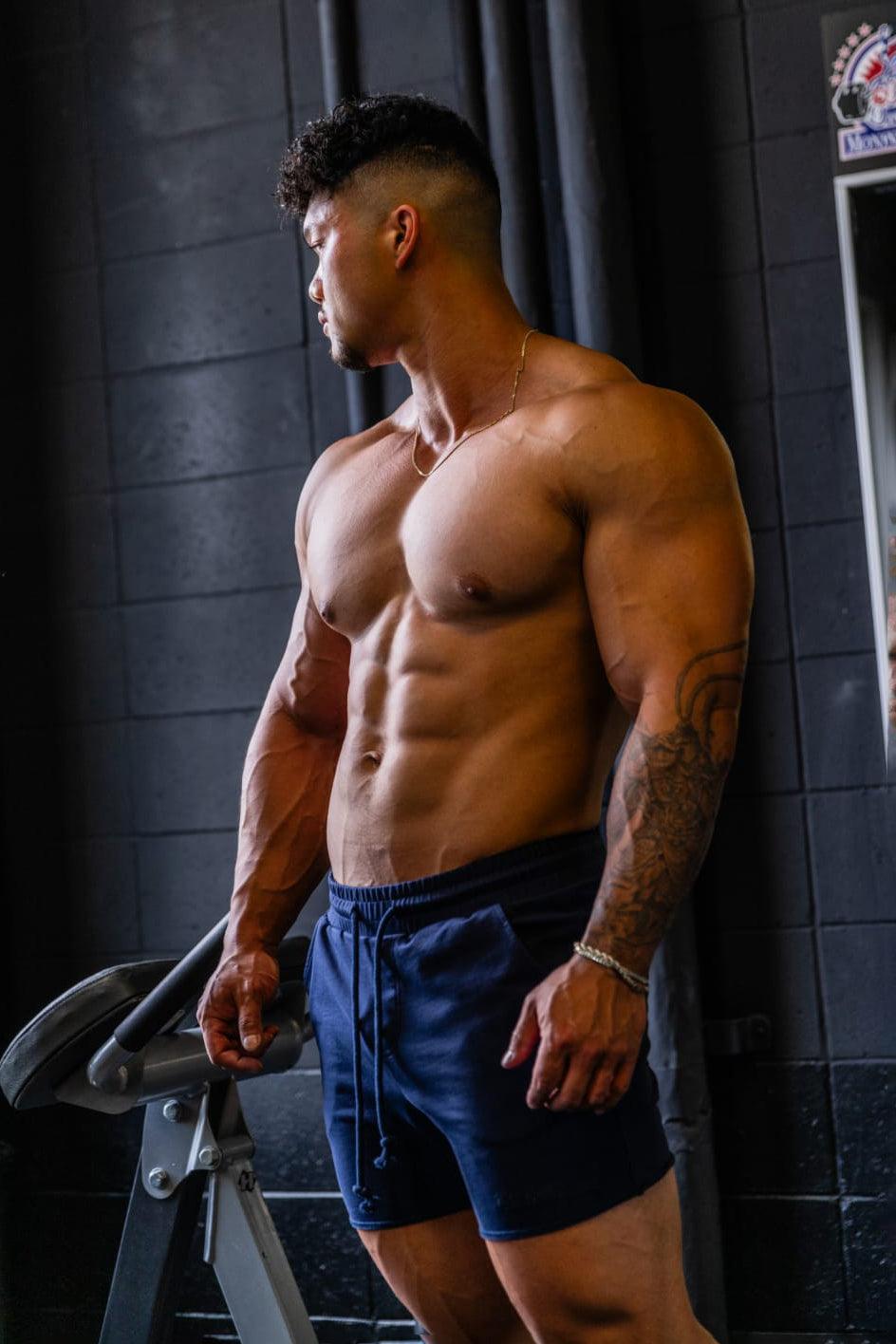 Jed North Motion 5'' Varsity Sweat Shorts - Navy - DealByEthan.gay loves Jed North
