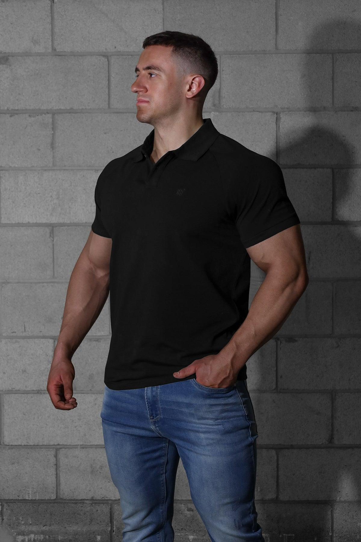 Jed North Muscle Fit All-Day Polo T-Shirt - Onyx Black - DealByEthan.gay loves Jed North