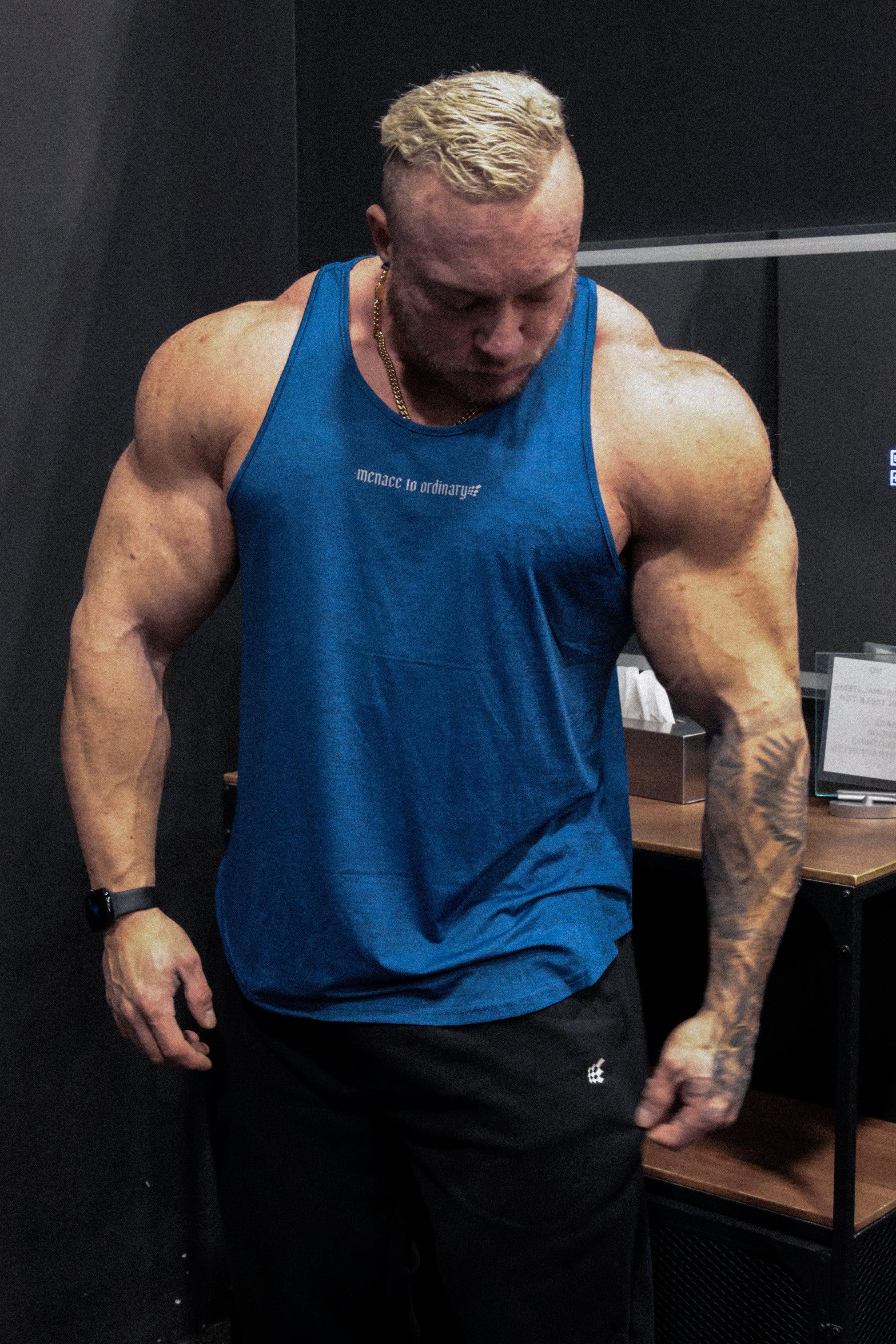 Jed North Performance Max Bodybuilding Stringer - Denim Blue - DealByEthan.gay loves Jed North