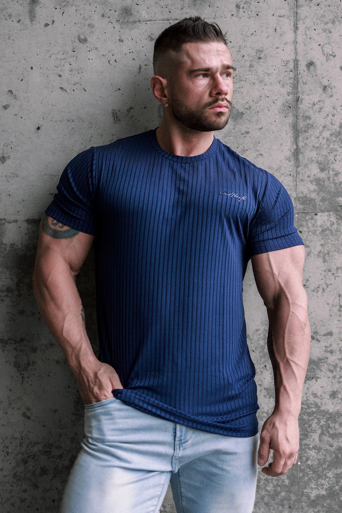Jed North Ribbed Muscle-Fit T-Shirt - Indigo - DealByEthan.gay loves Jed North