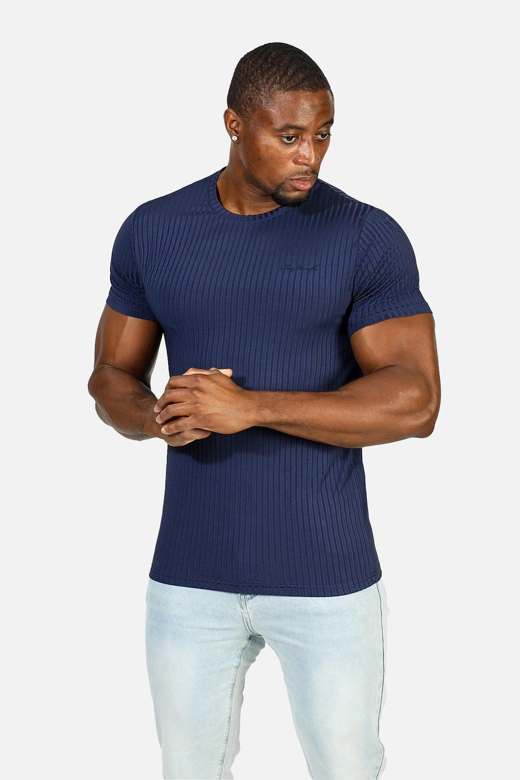 Jed North Ribbed Muscle-Fit T-Shirt - Indigo - DealByEthan.gay loves Jed North