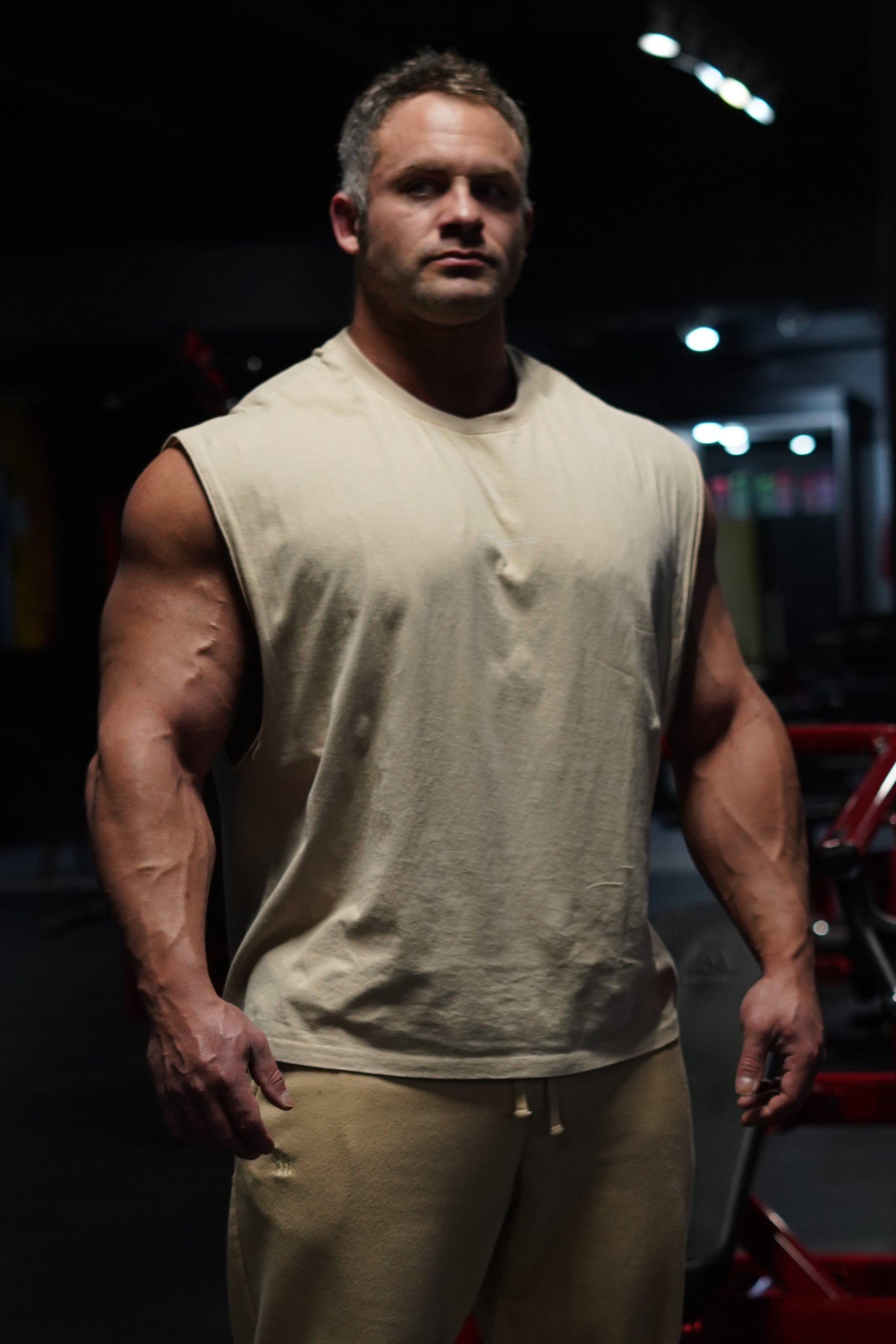 Jed North Sleeveless Box Cut Tank Top - Light Khaki - DealByEthan.gay loves Jed North