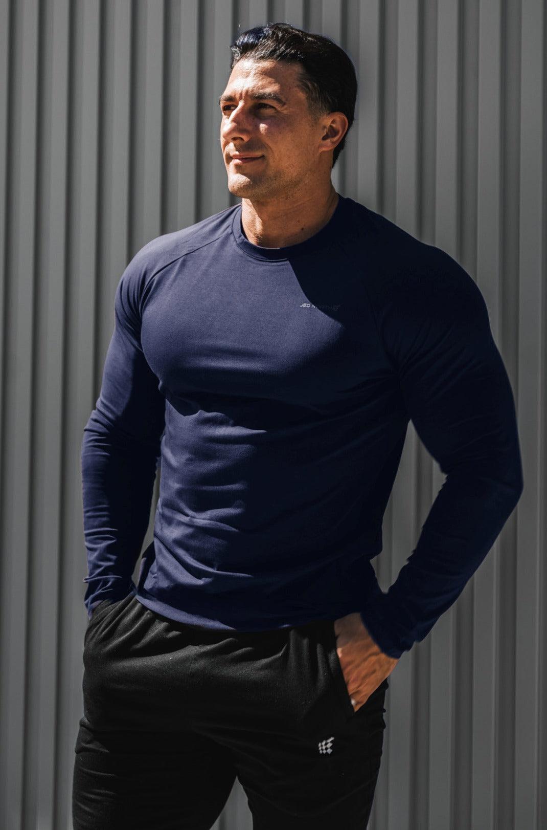 Jed North Titan Muscle-Fit Long Sleeve T-Shirt - Navy - DealByEthan.gay loves Jed North