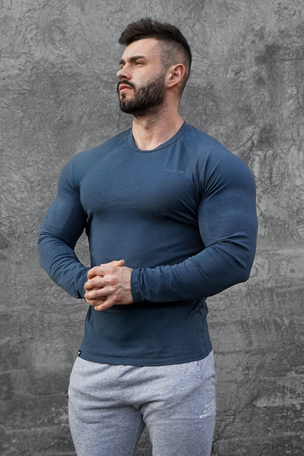 Jed North Titan Muscle-Fit Long Sleeve T-Shirt - Steel Blue - DealByEthan.gay loves Jed North