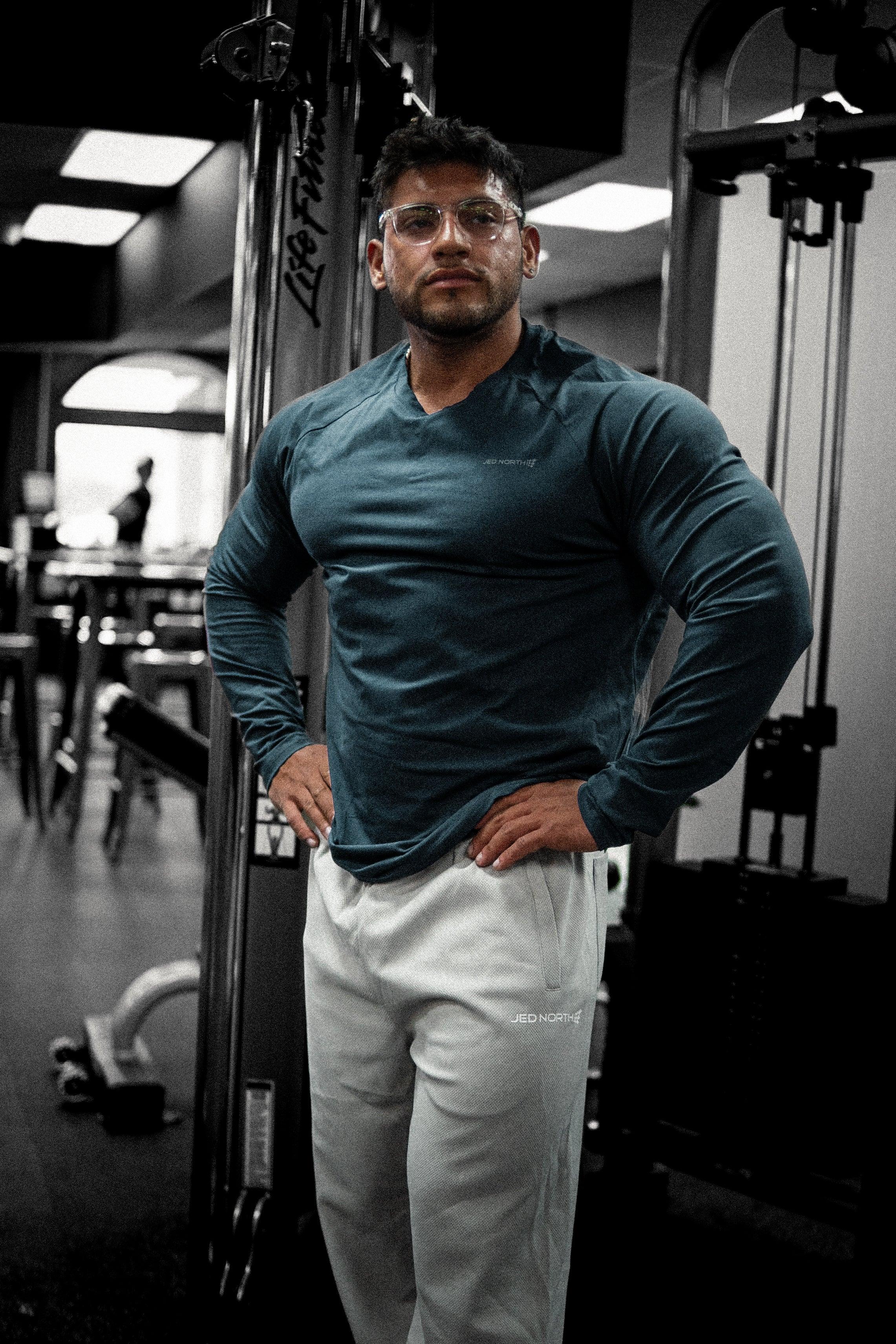 Jed North Titan Muscle-Fit Long Sleeve T-Shirt - Steel Blue - DealByEthan.gay loves Jed North