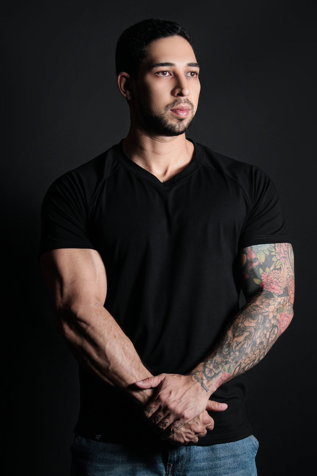 Jed North V Neck Muscle-Fit T-Shirt - Black - DealByEthan.gay loves Jed North