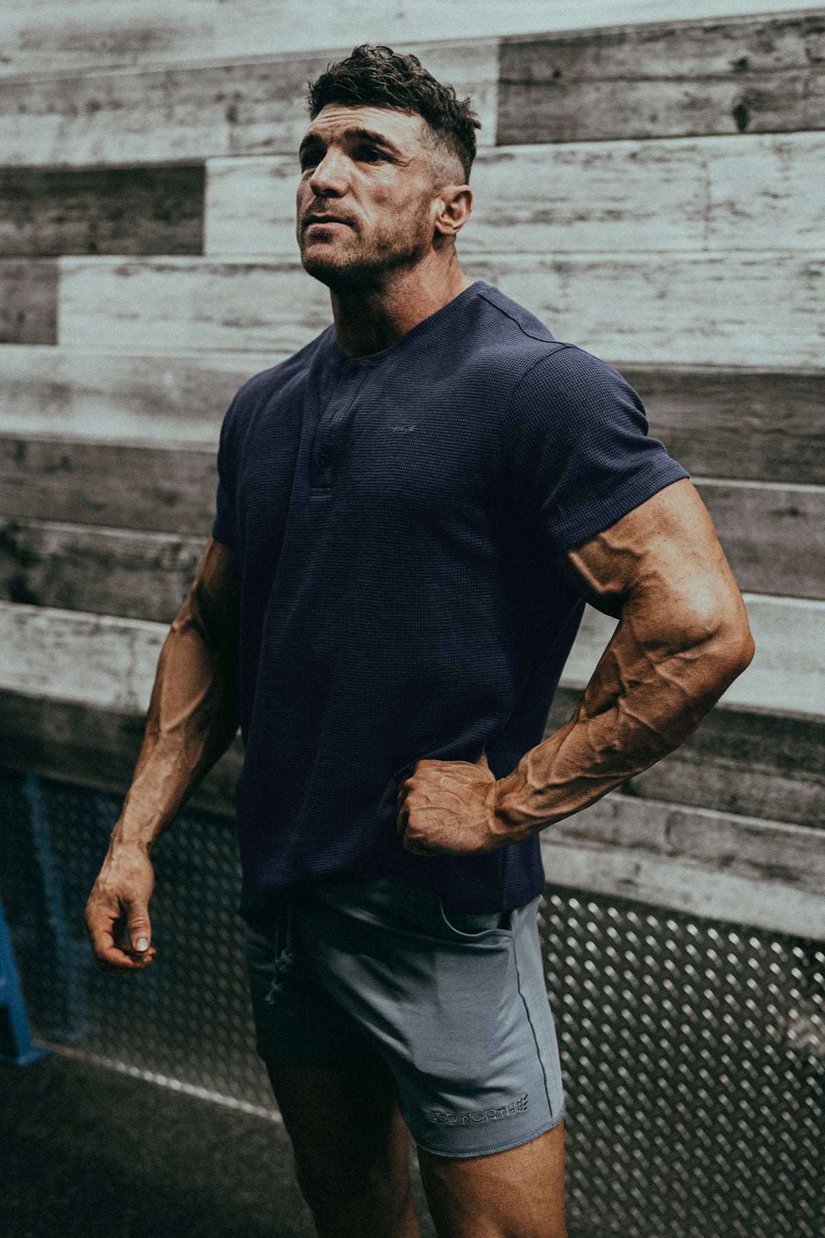 Jed North Waffle Henley T-Shirt - Dusty Blue - DealByEthan.gay loves Jed North
