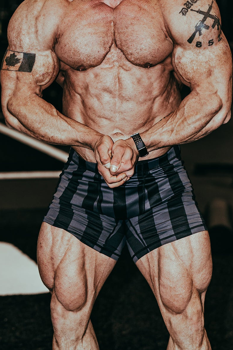 Shorts de culturismo retro Jed North - Negro y gris