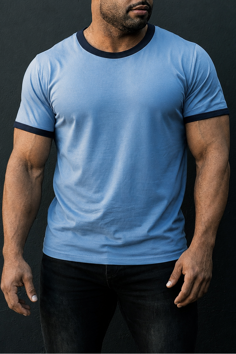 Camiseta ringer ajustada Jed North Muscle-Fit - Azul eléctrico