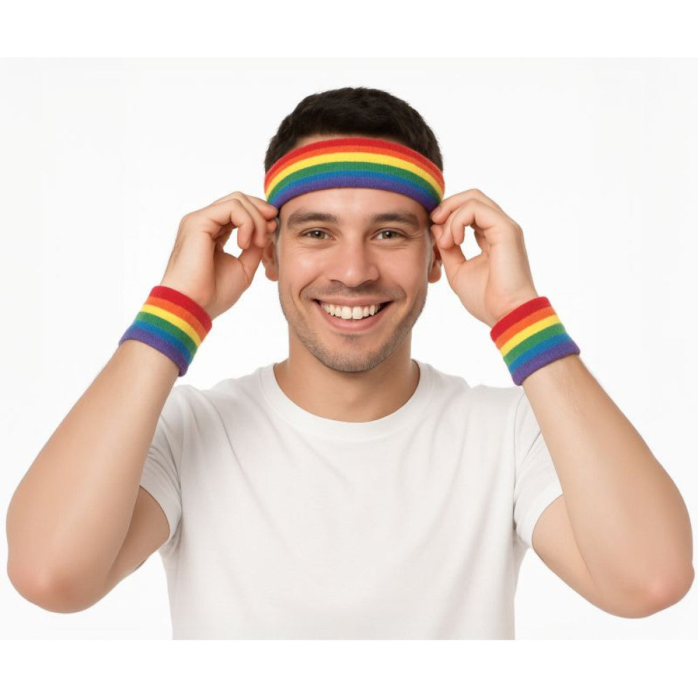 DealByEthan Rainbow Sweatband Set