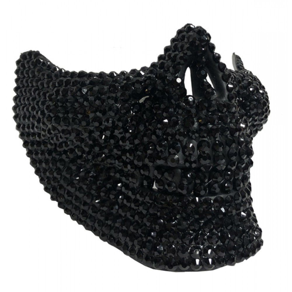 KBW Global Rhinestone Skull Half Face Mask - Black