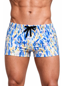 Kineo Badehose für Herren mit Feder-Print
