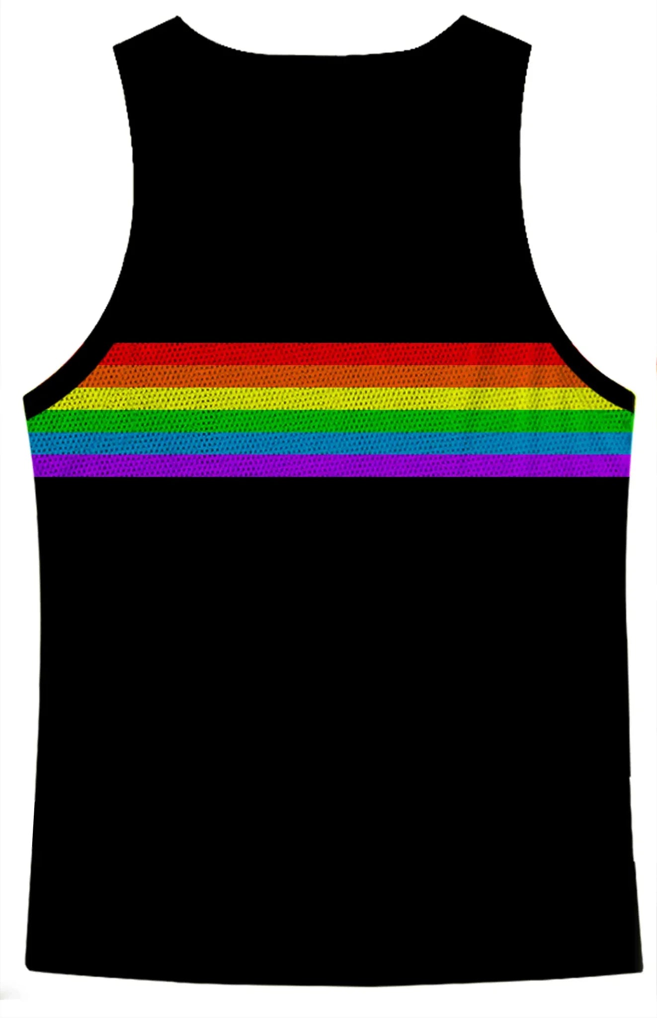 Mesh-Tanktop mit Regenbogenstreifen auf der Brust