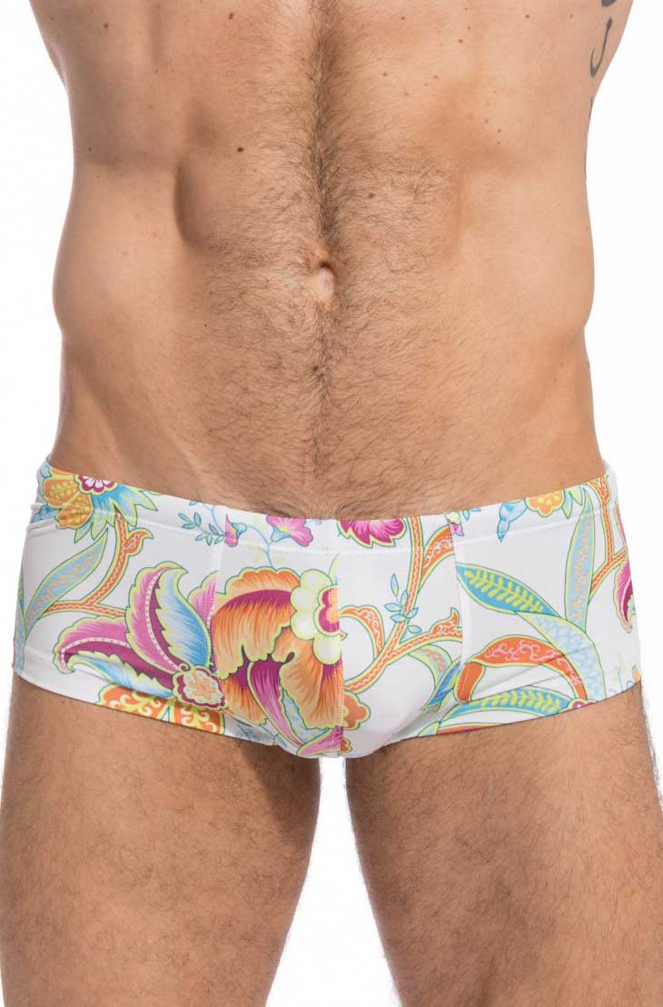 L'Homme Invisible Pattaya Hipster Square Cut Trunk Swimwear Polychrome BA202-PAT-LE2 Size L
