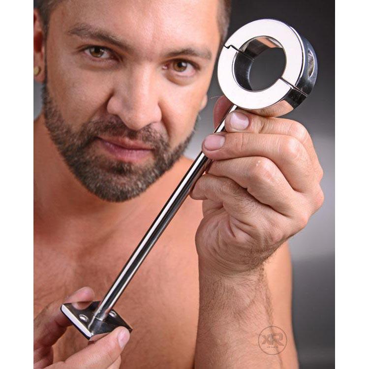 Locking Mounted CBT Scrotum Cuff with Bar - DealByEthan.gay loves Master Series