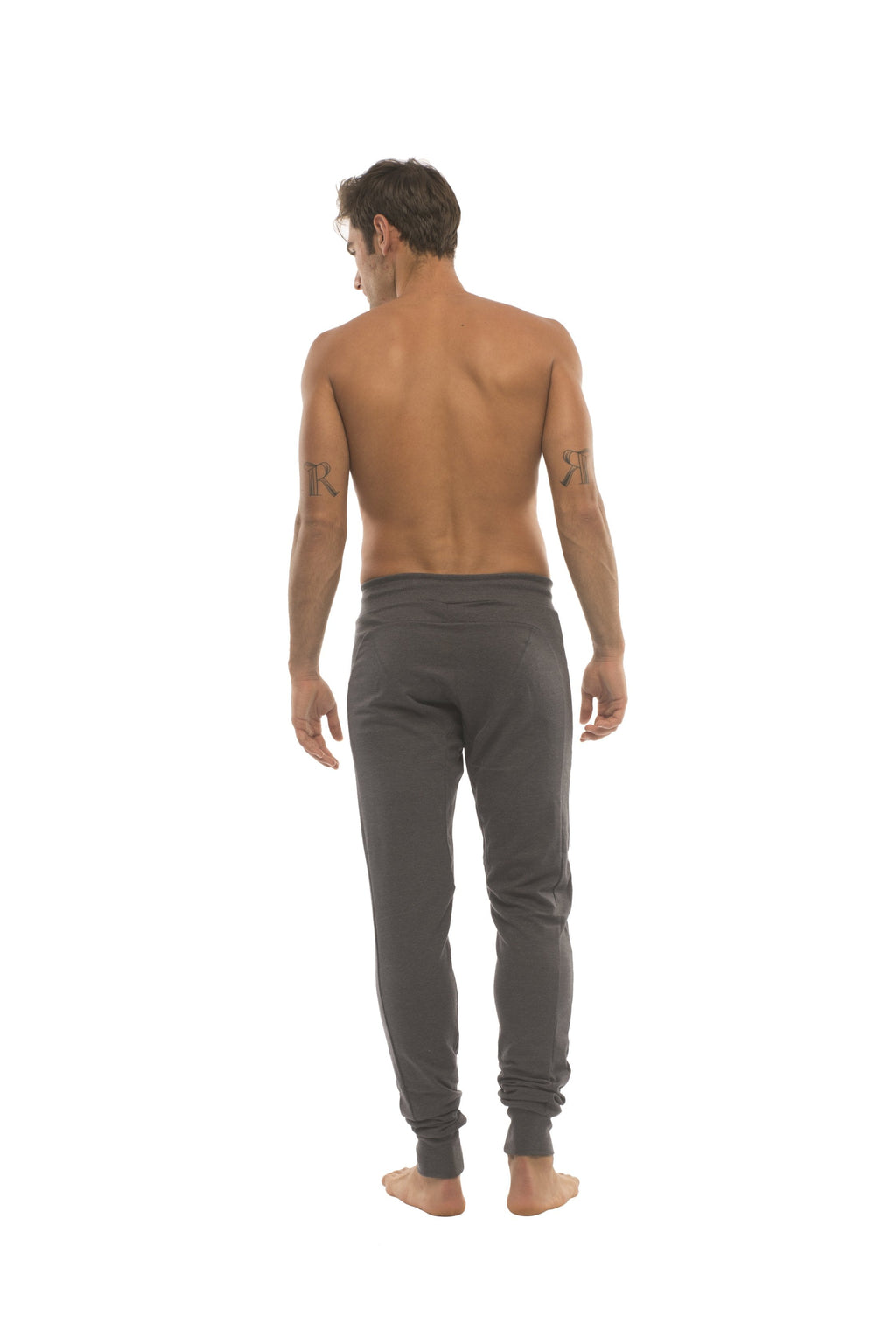 Long cuffed jogger and yoga sweat pants in charcoal with slim-fit tapered legs and soft comfortable fabric