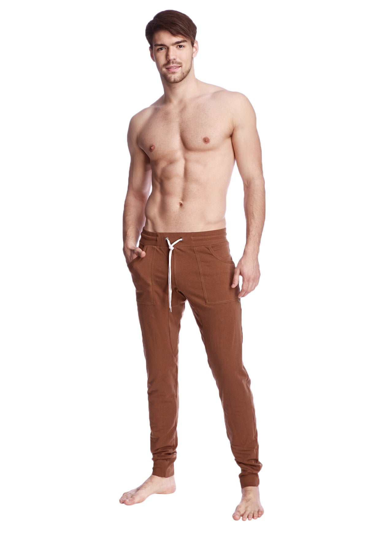 Long Cuffed Jogger & Yoga Sweat Pants (Chocolate Brown) - DealByEthan.gay loves 4-rth