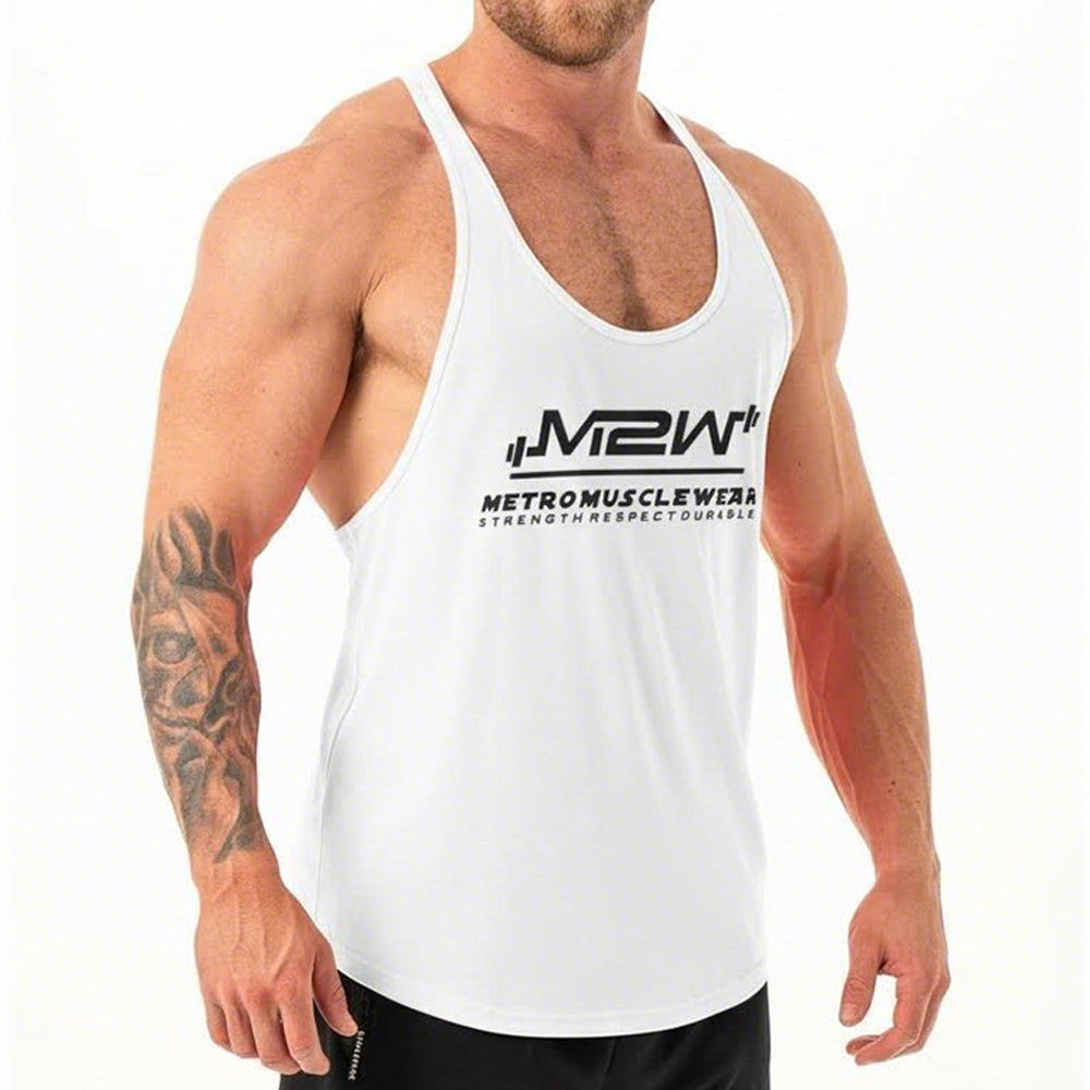 MetroMaleWear MetroMuscleWear GYM TANK TOP WHITE M1027-00
