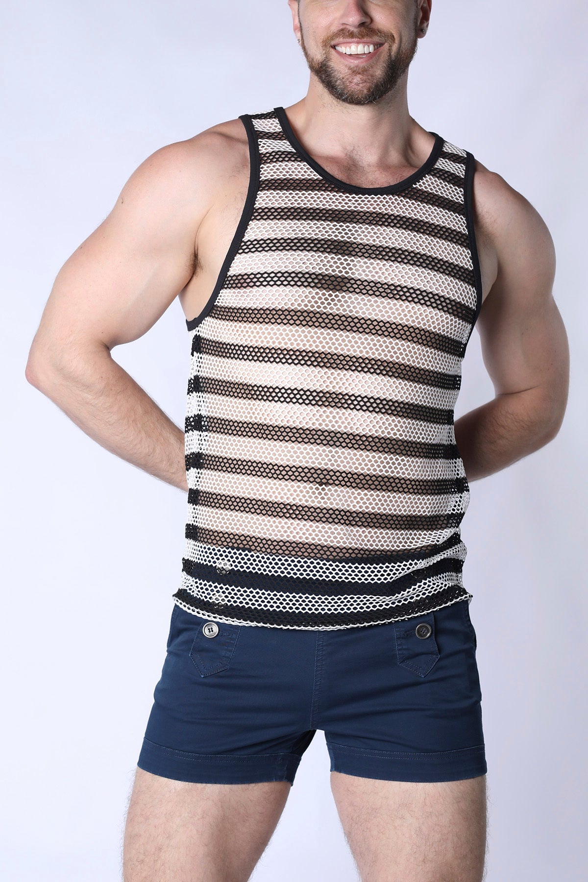 MARINER MESH STRIPE TANK TOP - DealByEthan.gay loves Timoteo