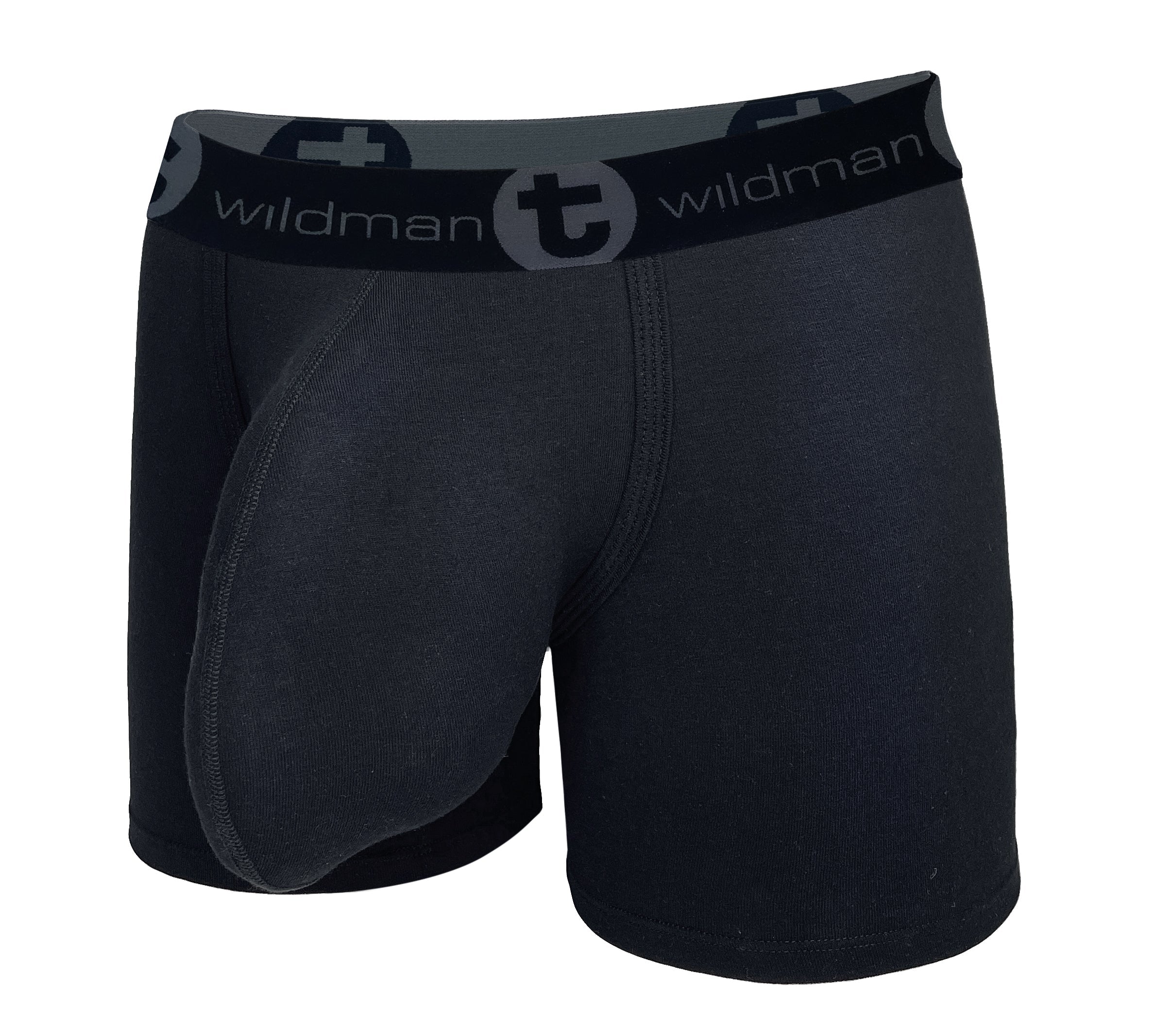 WildmanT Boxershorts aus Baumwolle mit Monster Cock-Motiv, Innennaht 5 Zoll, Schwarz