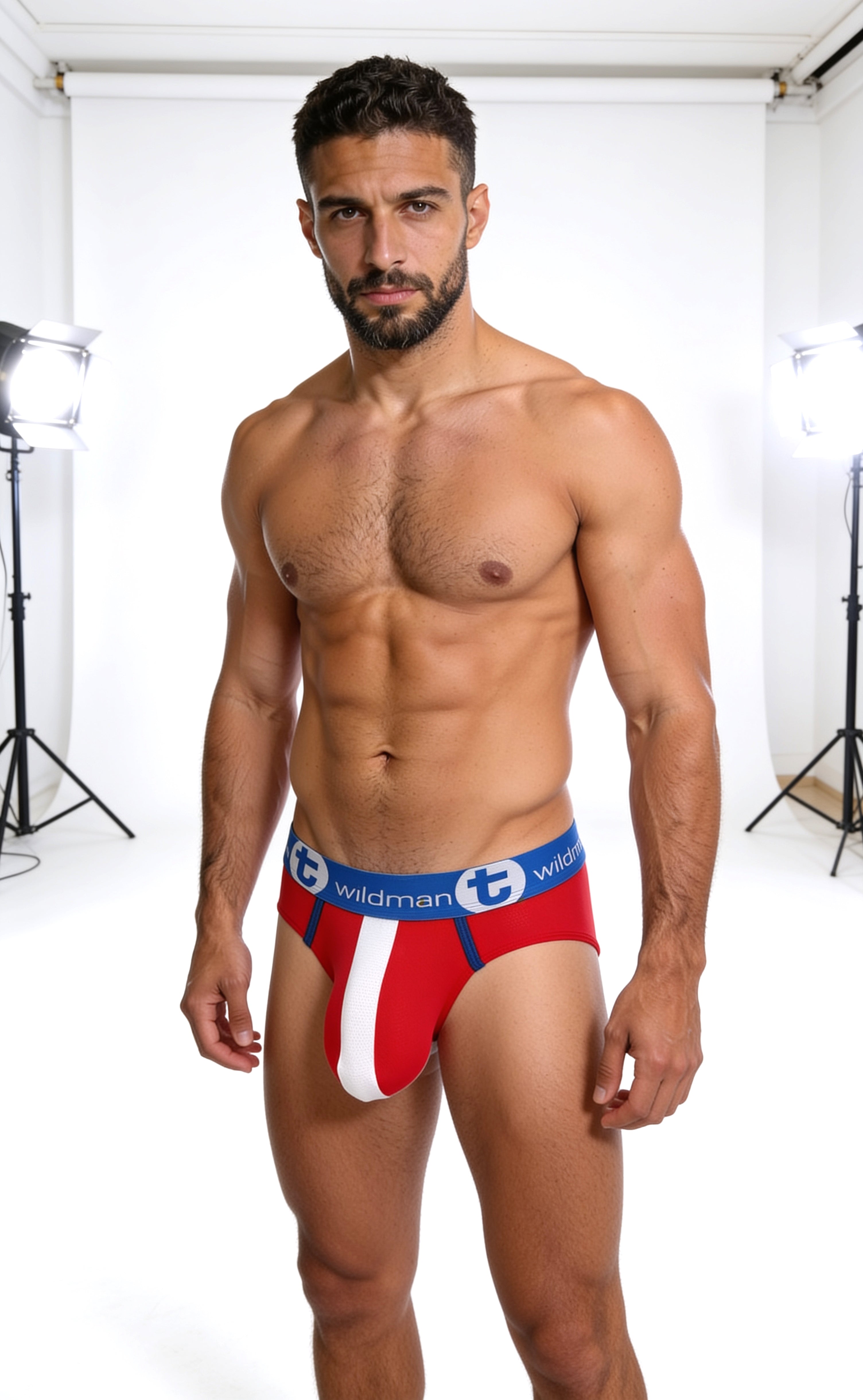 WildmanT Big Boy Pouch Red White and Blue Mesh Briefs