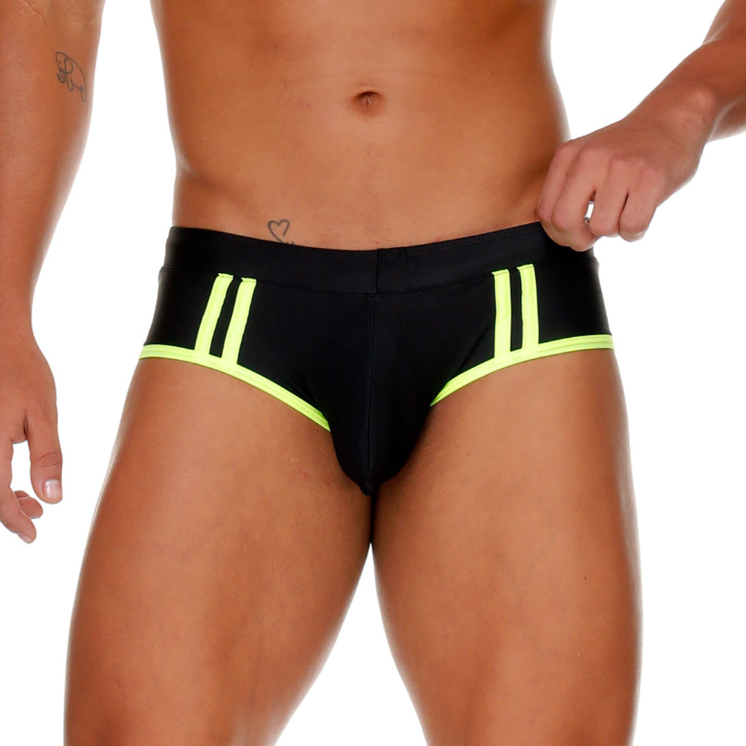 MEDIEVAL YELLOW SWIM TRUNK - Black swimsuit for men