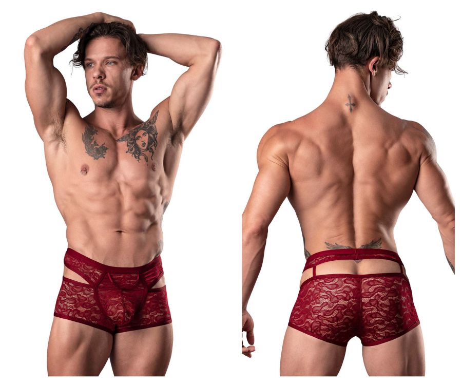 Male Power 126-289 Lucifer Cut Out Short Color Burgundy - DealByEthan.gay loves Male Power