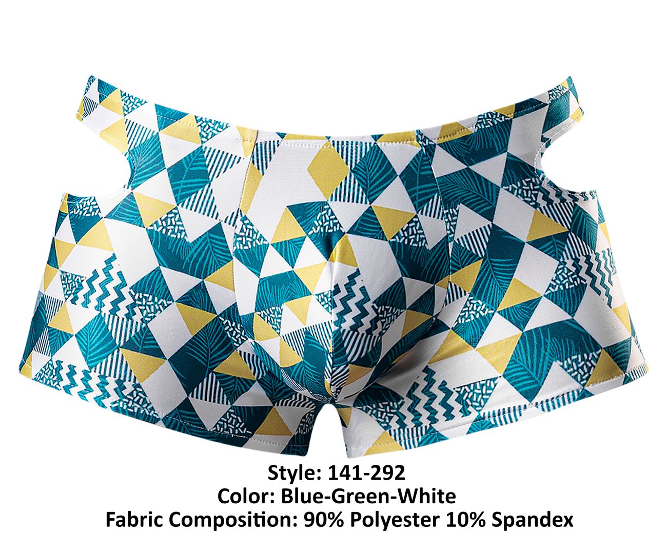 Male Power 141-292 Cut It Out Cut Out Mini Short Color Blue-Green-White - DealByEthan.gay loves Male Power