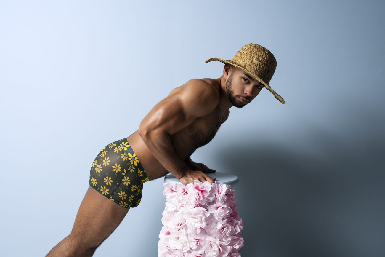 Male Power 145-285 Petal Power Pouch Short Color Daisy Print - DealByEthan.gay loves Male Power