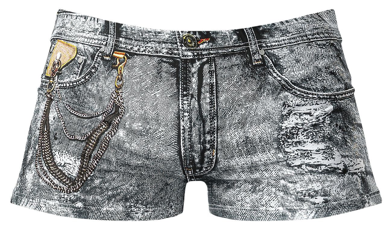 Male Power 145-286 Dirty Denim Mini Short Color Denim Print - DealByEthan.gay loves Male Power