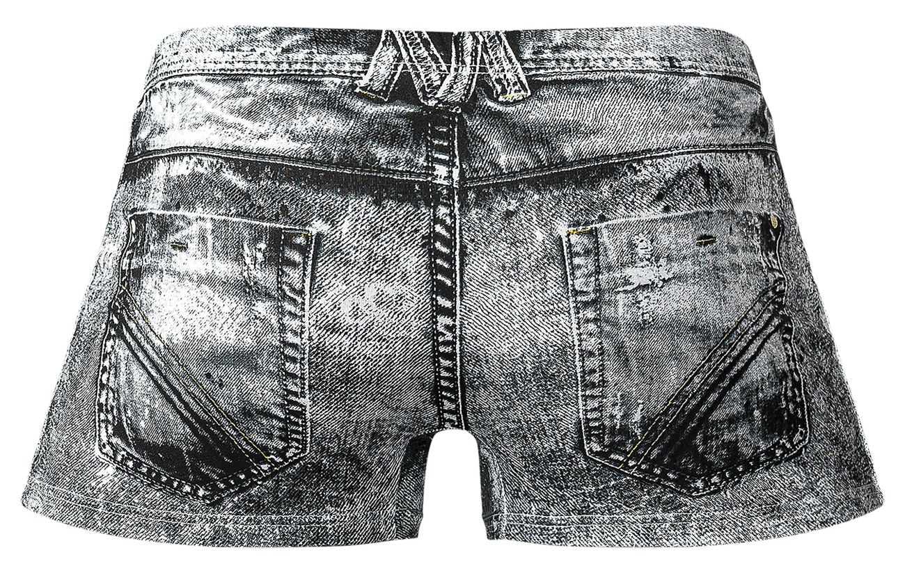 Male Power 145-286 Dirty Denim Mini Short Color Denim Print - DealByEthan.gay loves Male Power