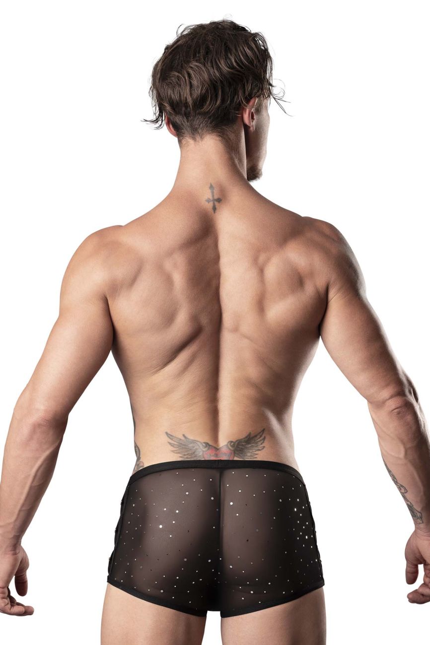 Male Power 147-288 Show Stopper Mini Short Color Silver Mesh Dot - DealByEthan.gay loves Male Power