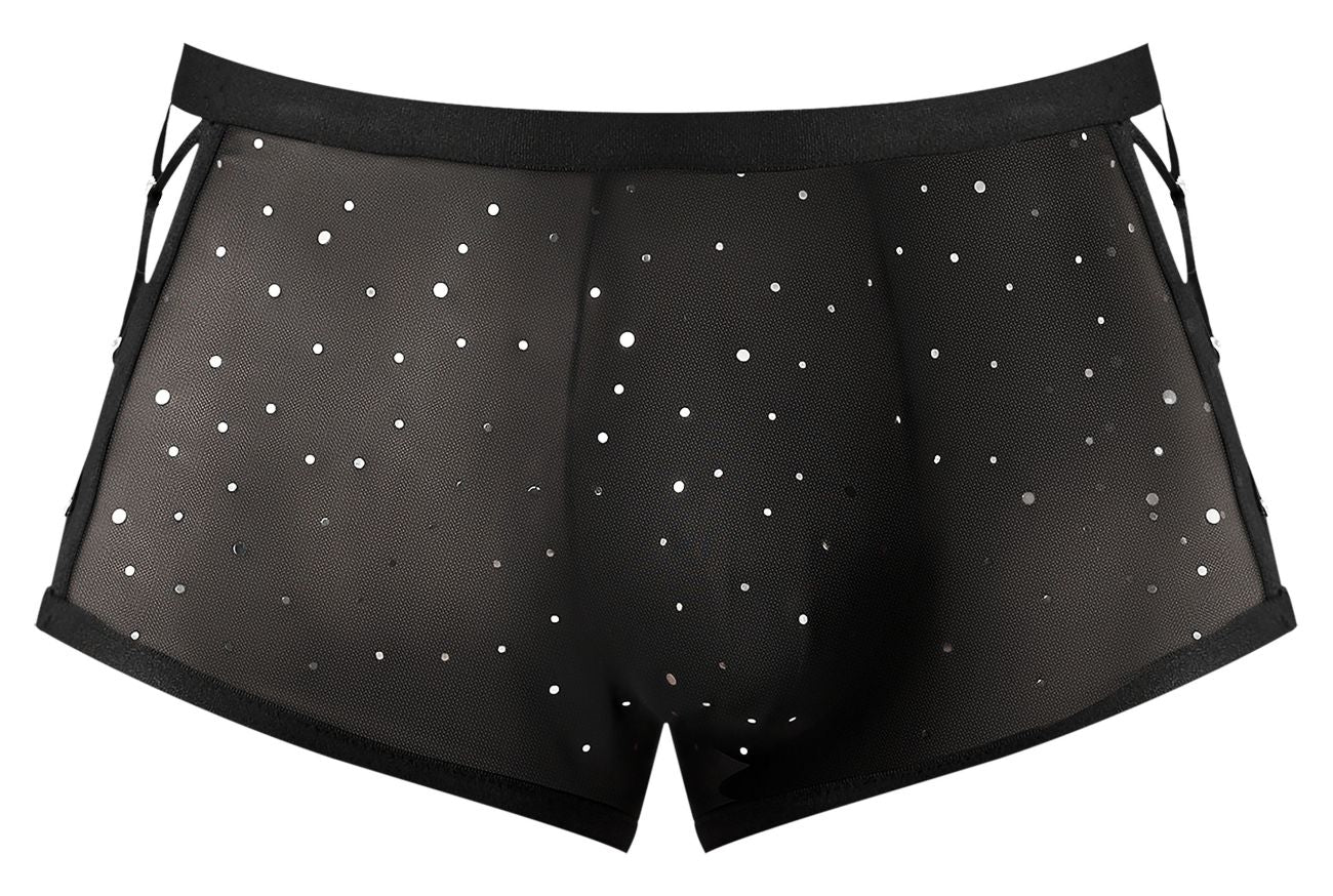 Male Power 147-288 Show Stopper Mini Short Color Silver Mesh Dot - DealByEthan.gay loves Male Power