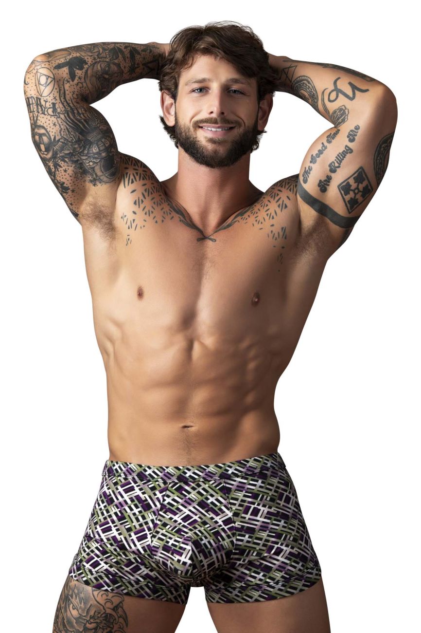 Male Power 148-303 Gridlocked Strappy Back Short Color Printed - DealByEthan.gay loves Male Power