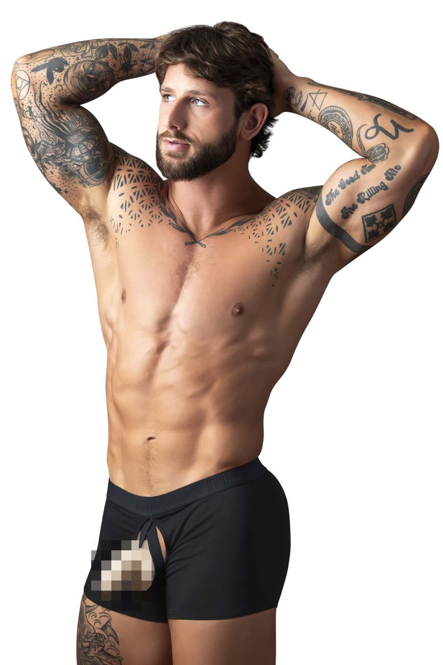 Male Power 162-304 Open Ended Moonshine Short Open Front Elastic Cock Ring Color Black - DealByEthan.gay loves Male Power