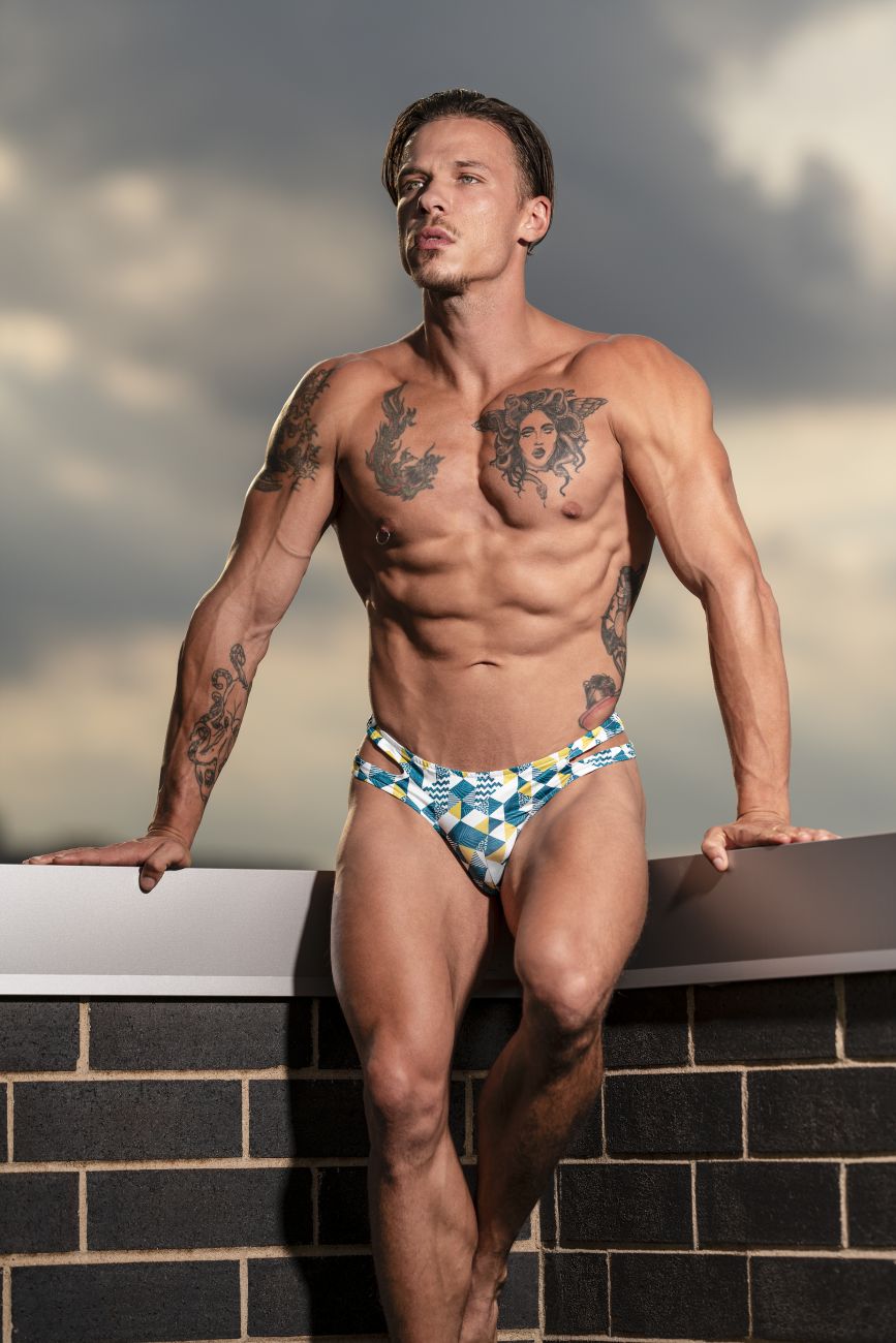 Male Power 237-292 Cut It Out Cut Out Thong Color Blue-Green-White - DealByEthan.gay loves Male Power