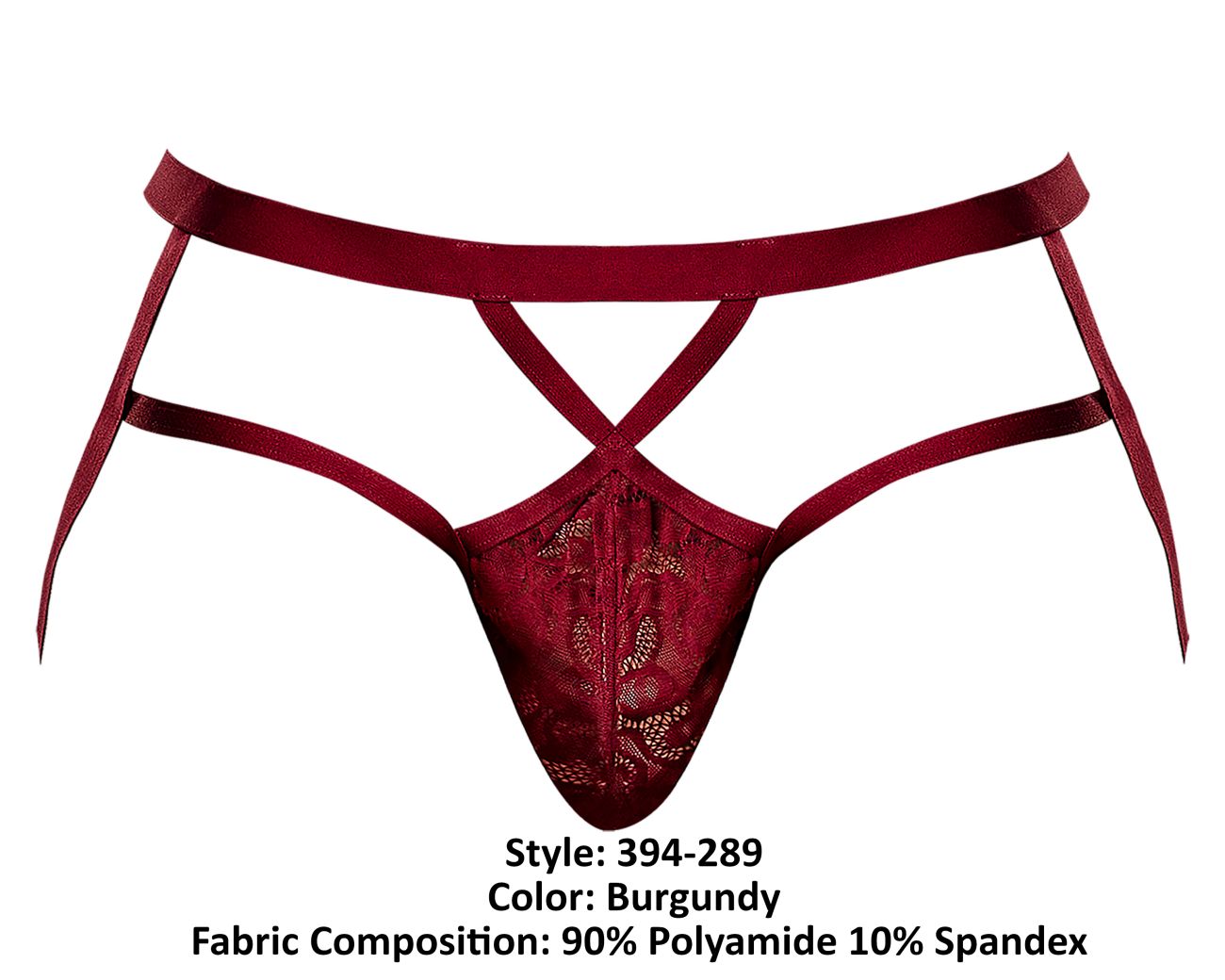 Male Power 394-289 Lucifer Strappy Jock Color Burgundy - DealByEthan.gay loves Male Power