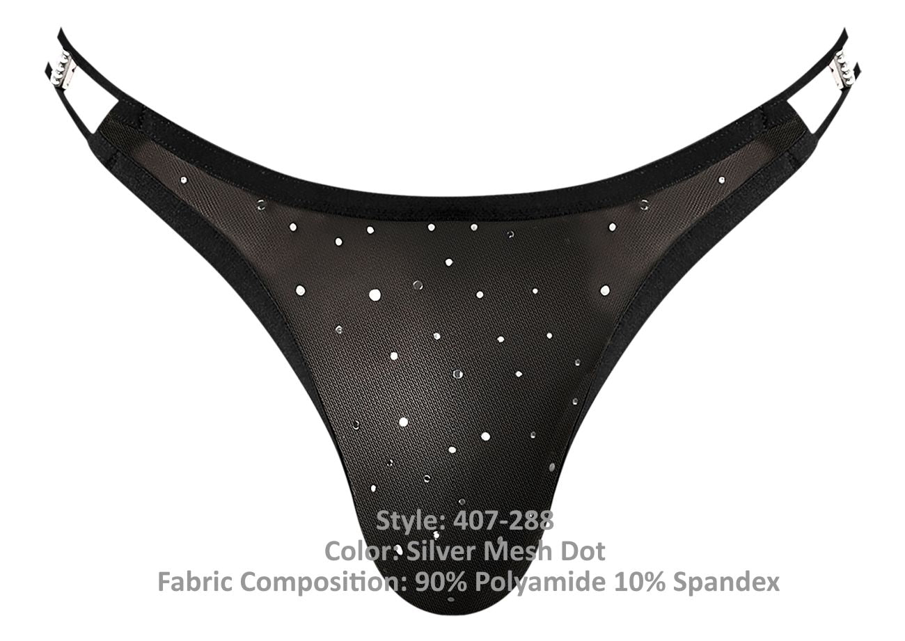 Male Power 407-288 Show Stopper Thong Color Silver Mesh Dot - DealByEthan.gay loves Male Power