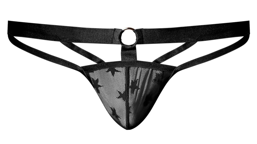 Male Power 416-291 Love Star Thong with Ring Color Black - DealByEthan.gay loves Male Power