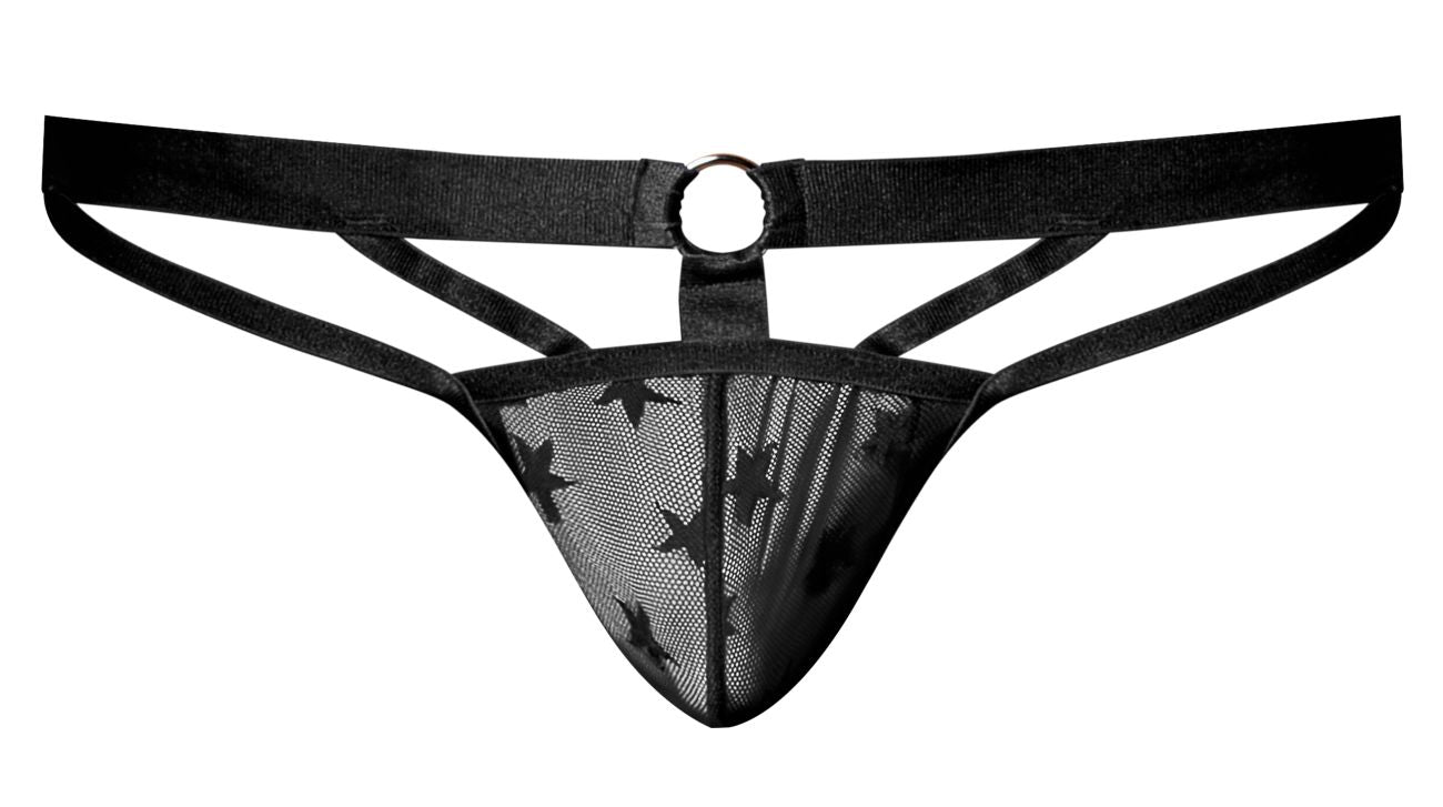 Male Power 416-291 Love Star Thong with Ring Color Black - DealByEthan.gay loves Male Power